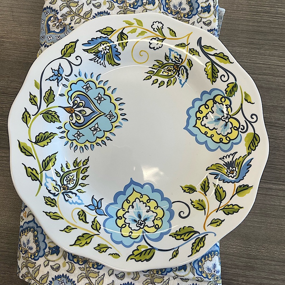 Retired Longaberger Earth and Sky Shower Curtain and Decorative Accent Plate